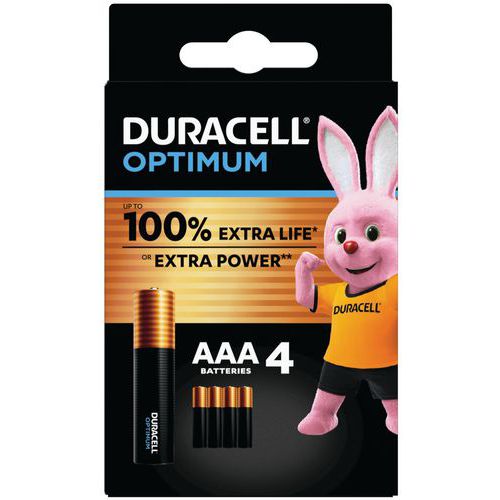 Optimum AAA alkaline battery - 4 units - Duracell