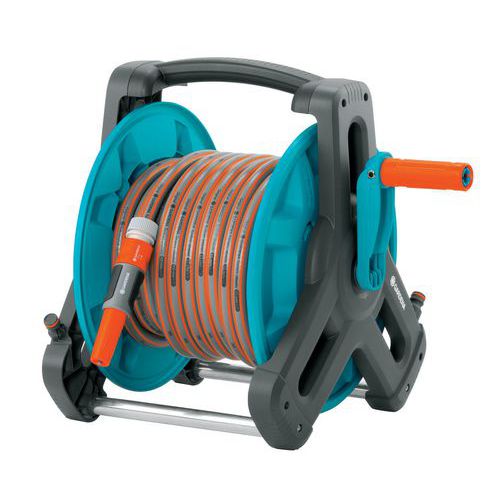 Portable wall-mounted hose reel - Ergonomic handle - With hose