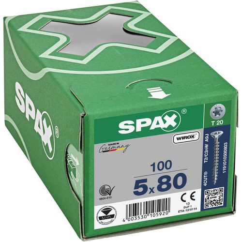 Box of 100 T-Star Plus universal screws with countersunk head TX Ø - Spax