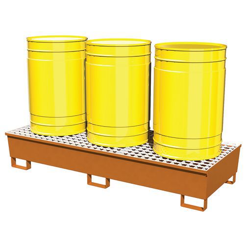 Steel spill tray for three drums - Manutan