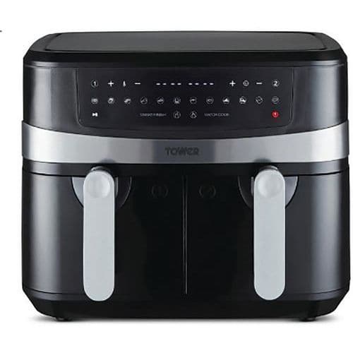 9 Litre Dual Basket Air Fryer - Energy Efficient - Vortx Tech - Tower