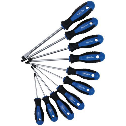 Set of 10 slotted Pozidriv + Phillips screwdrivers - Manutan Expert