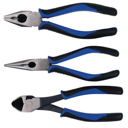 Set of 3 pairs of pliers with bi-material grips - Manutan Expert