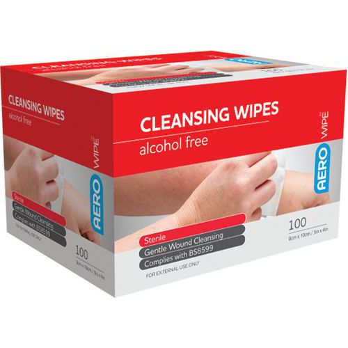 Saline Cleansing Wipes - Box of 100 - AeroWipe