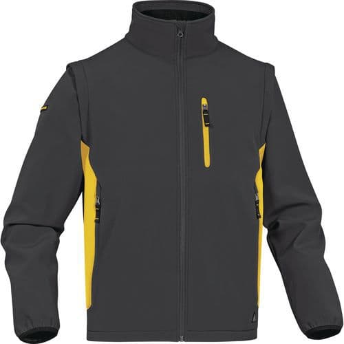 MYSEN2 softshell jacket, removable sleeves - Grey/yellow