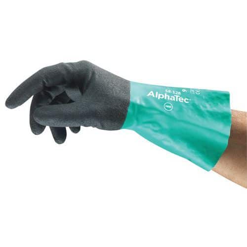 AlphaTec® 58-128 ergonomic nitrile gloves