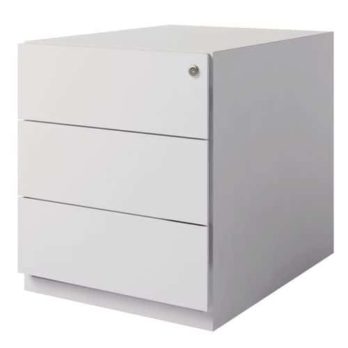 Low mobile metal filing cabinet - 3 drawers - Bisley