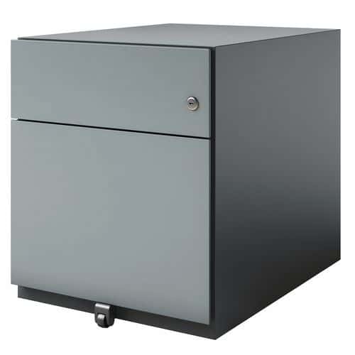 Low mobile metal filing cabinet - 2 drawers - Bisley