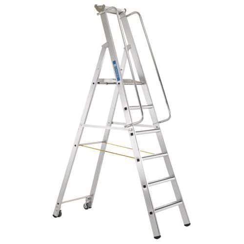 Aluminium Mobile Platform Step Ladders - 3 To 12 Steps