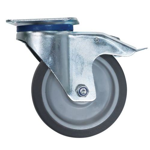 Swivel castor with brake - Capacity 160 to 180 kg - Manutan Expert