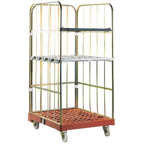 1 Shelf Roll Cage - 500kg UDL - Galvanised Metal - Plastic Base