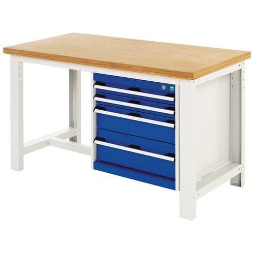 Cubio workbench with 4 drawers - Width 150 cm - Plywood