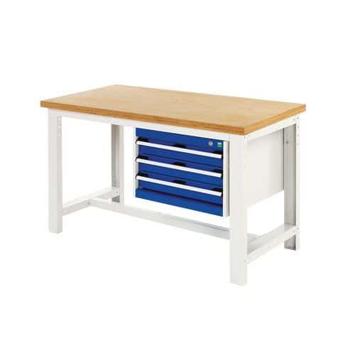 Cubio workbench with 3 drawers - Width 200 cm - Plywood