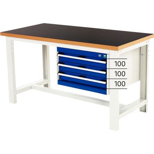 Cubio workbench with 3 drawers - Width 200 cm - Arphenol