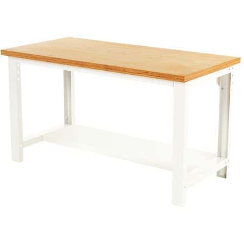 Cubio workbench with fixed shelf - Width 200 cm - Plywood