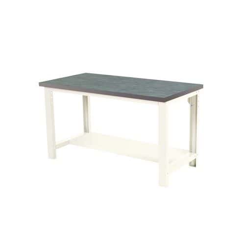 Cubio workbench with fixed shelf - Width 200 cm - Linoleum