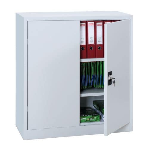 Low, self-assembly cabinet with hinged doors - Width 120 cm - Manutan Expert