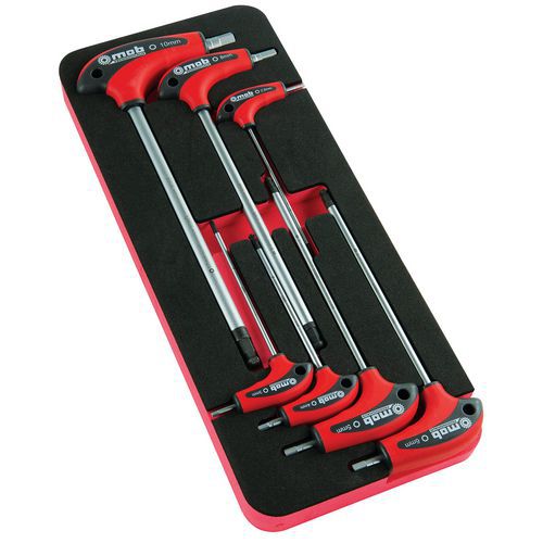 Foam organiser with seven T-handle Allen keys - Mob