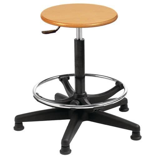 Polished Wooden Workshop Stool with Foot Ring