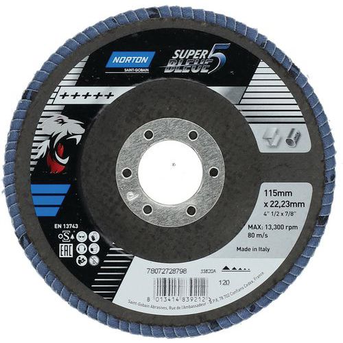 Set of 10 x SB5 flap discs, diameter 125x22 - Norton