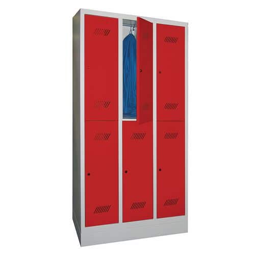 Medium 6-compartment locker - 3 columns, width 300 mm - On base