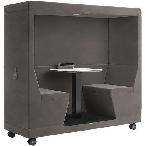 Mobile Modular Office Pod - 2 Seats - 1 Enclosed Side - Yo-yo Oceanic