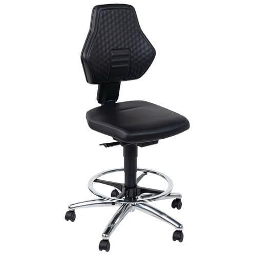 Imitation-leather high chair, self-locking castors - Manutan Expert