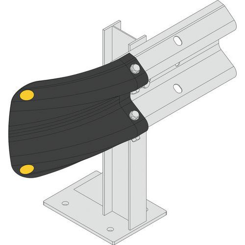 Armco Road Safety Barrier Ends - Fishtail - Black & Yellow - Brandsafe