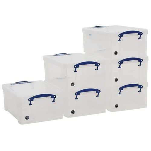 Clip Lock Box - 9 L - Clear - Pack Of 6 - Really Useful - Storage