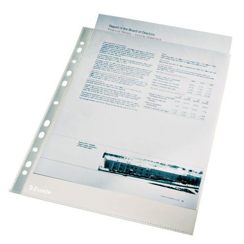 A4 polypropylene smooth punched pocket, 105 µ, x100 - Esselte