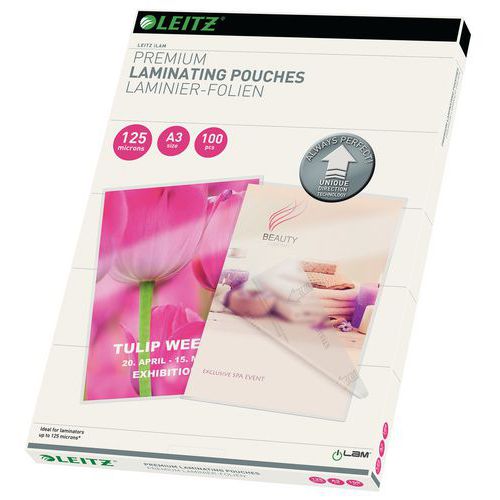 Leitz UDT laminating pouches, A3, 125 microns, pack of 100