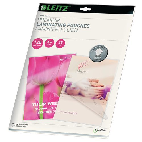 Leitz UDT laminating pouches, A4, 125 microns, pack of 25