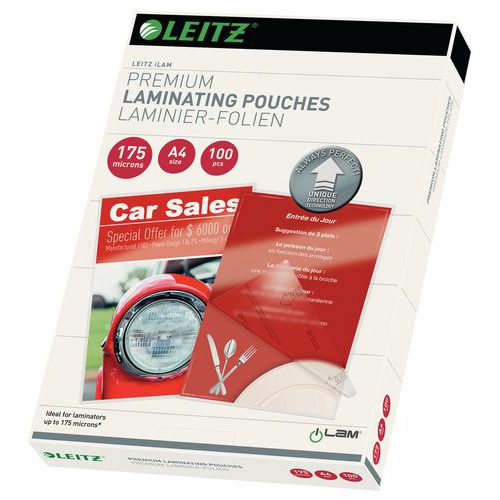 Leitz UDT laminating pouches, A4, 175 microns, pack of 100