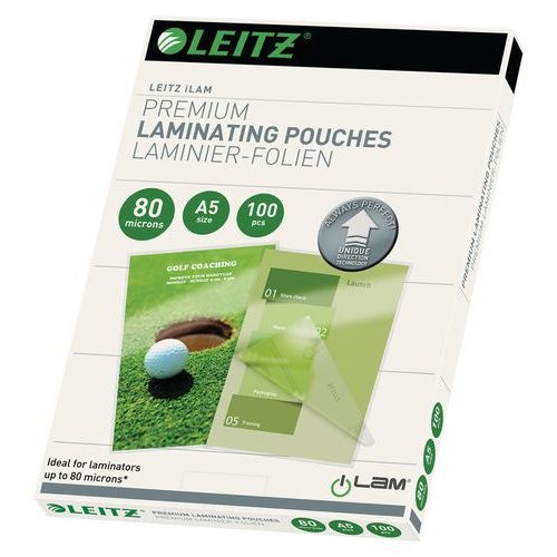 Leitz UDT laminating pouches, A5, 80 microns, pack of 100