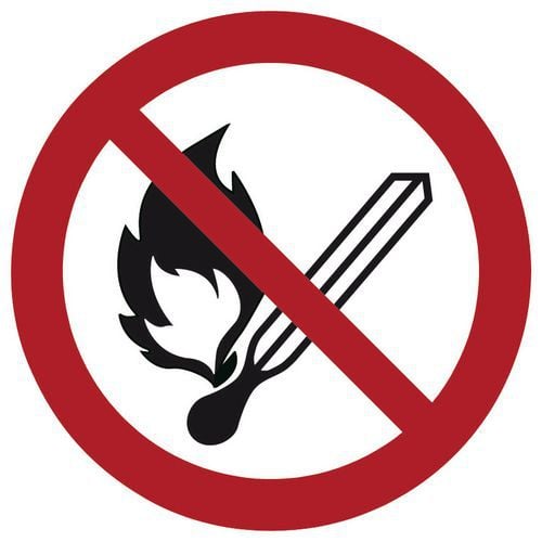 Prohibition sign - No naked flames - Rigid