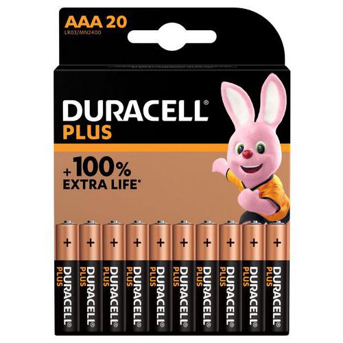 Plus 100% AAA alkaline battery - 20 units - Duracell