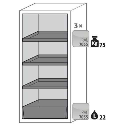 S-CLASSIC90 cabinet - Retention tray - 1268x596mm - Asecos