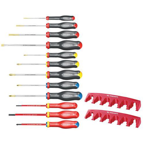 Set of 12 Prot2 screwdrivers with rack