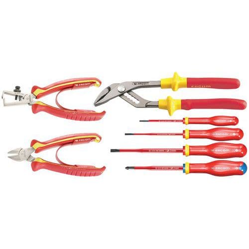 Set of three pairs of pliers + four insulated screwdrivers 1000 V - Facom