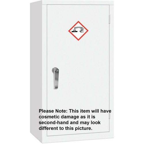 Used White Acid/Alkali Storage Cabinet - Hazardous Chemical Cupboards