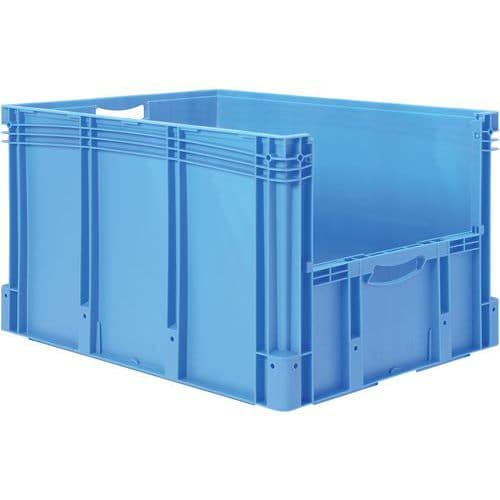 European standard stackable container - Solid base and walls with 1/2 opening - Length 800 mm - 144 l