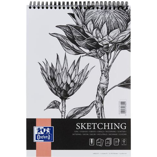 Art wire-bound A4 sketch pad, 50 pages, 130 g - Oxford