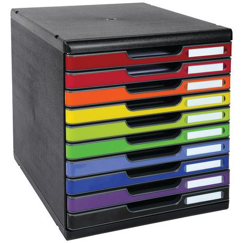 Modulo A4 filing unit - 10 drawers - black/colour - Exacompta