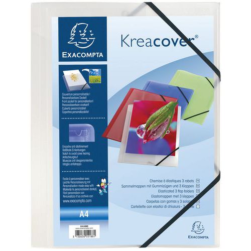 Kreacover® 3-flap folder with elastic straps - A4 clear - Exacompta