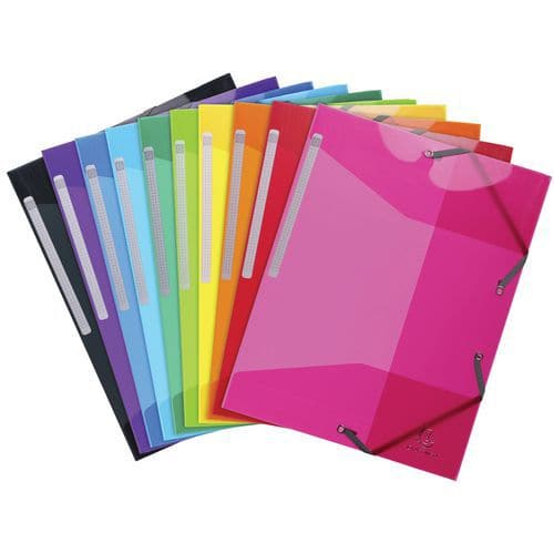 Iderama PP 3-flap folder with elastic straps - A4 assorted - Exacompta