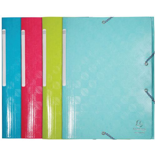 Maxi 1928 three-flap, glossy card folder with elastic straps - A4 - Exacompta