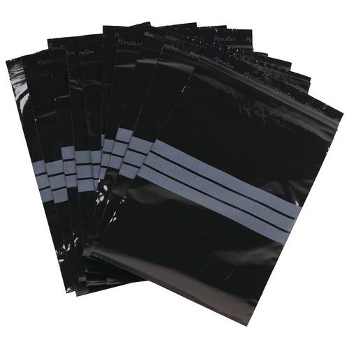 Zip bags - Black with white stripes - 50 µm - Manutan Expert