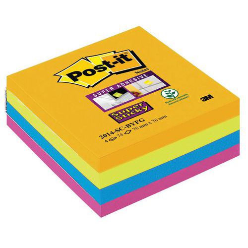 Post-it® Super Sticky Notes Cube, 4 colours