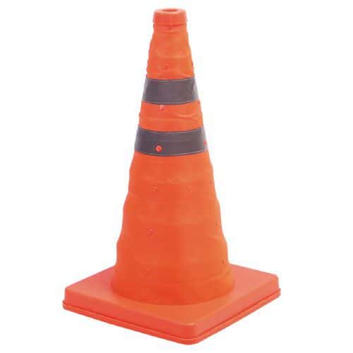 Nylon retractable safety cone with reflective strips - Manutan Expert
