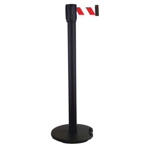 Indoor Crowd Control Barriers - 5m Belt - Black Mobile Base - Manutan Expert